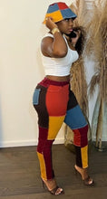 Load image into Gallery viewer, Multi color block pants with hat set
