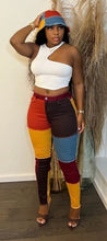 Load image into Gallery viewer, Multi color block pants with hat set
