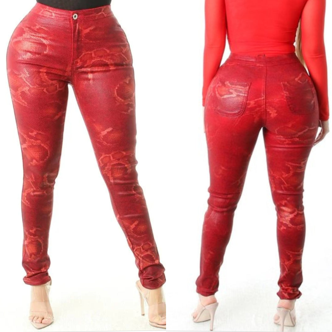 Red snake skin print